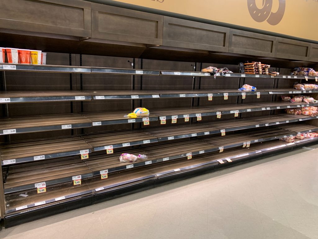 Shelves across the country have been picked clean by consumers in preparation for social distancing