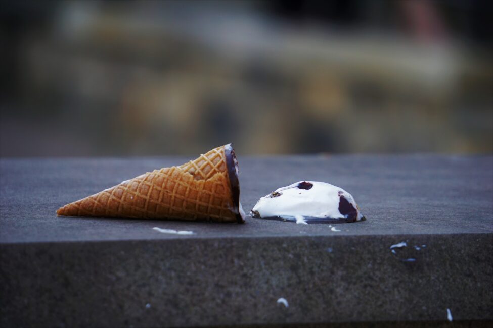 Dropped icecream cone